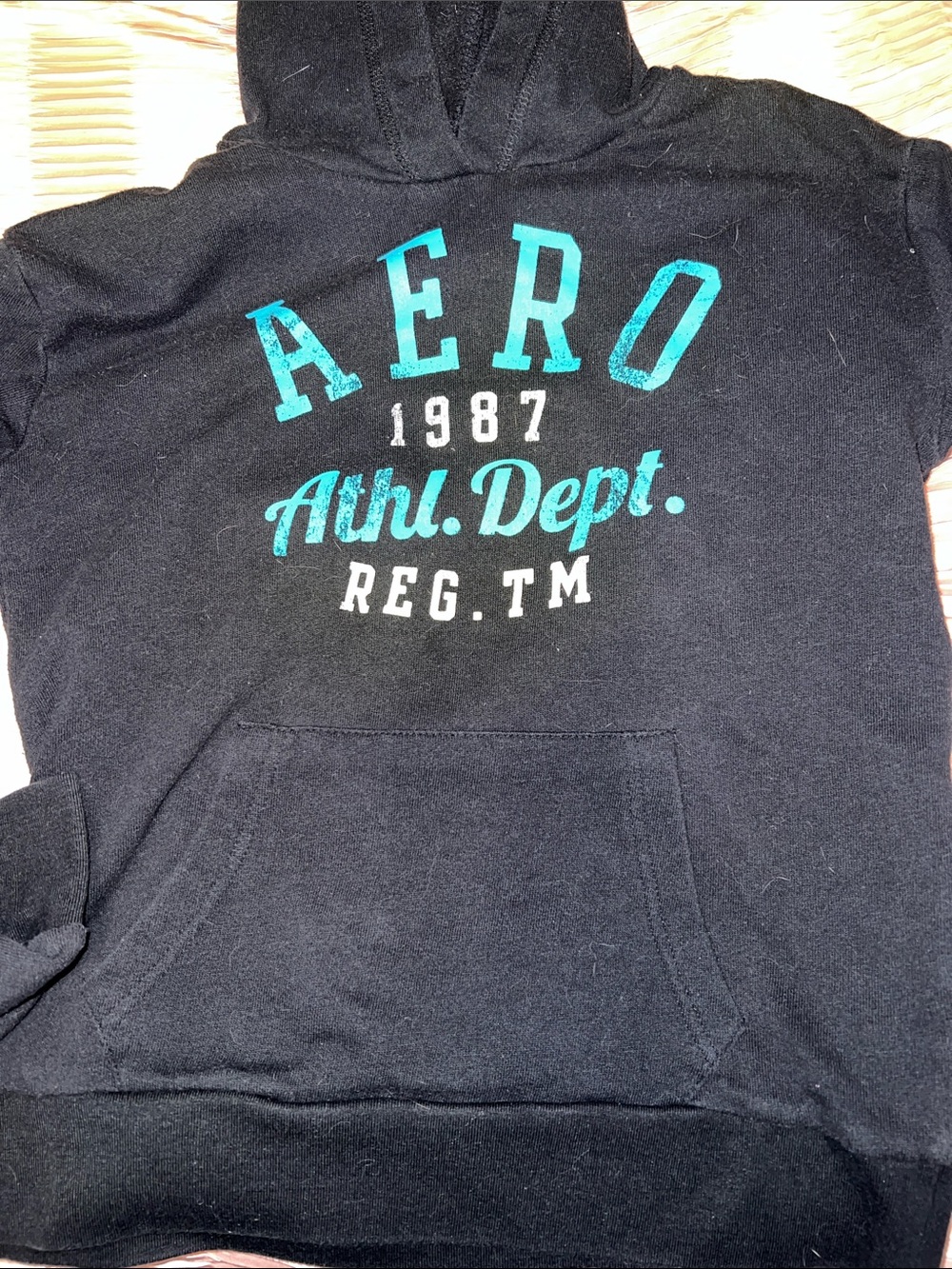 Aeropostale Black Hoodie with Teal Graphic